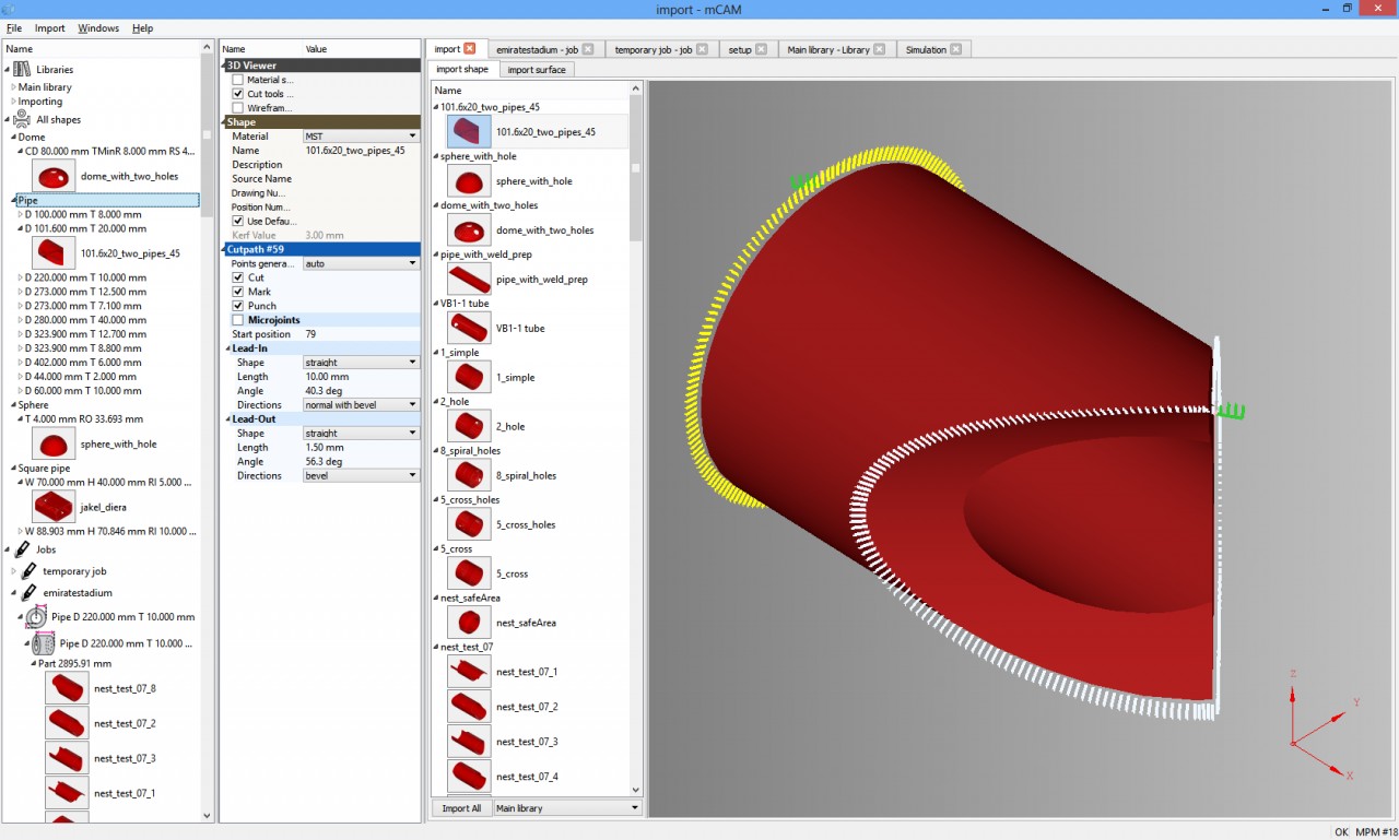 mCAM user interface